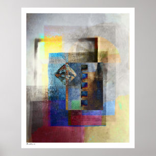 Geometric Industrial Grunge Art 4 Poster