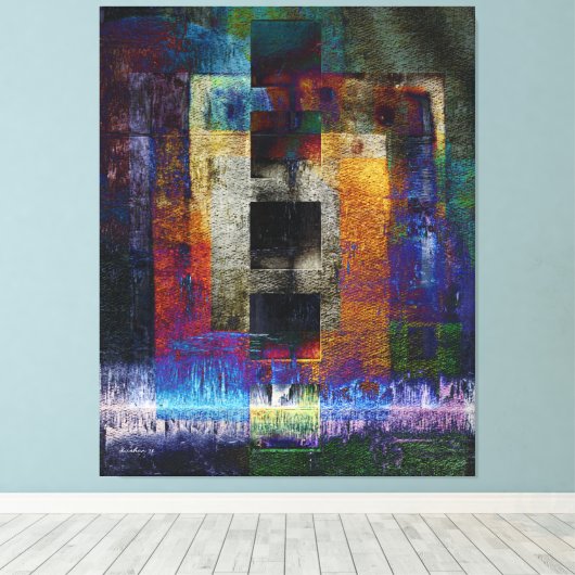 Geometric Industrial Grunge Art 9 Canvas Afdruk (Insitu (Houten vloer))