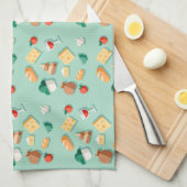 Geometric ingredients and a wine glass on mint theedoek (Quarter Fold)