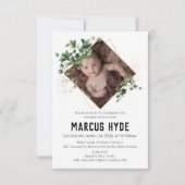Geometric Ivy Greens Baptism Photo Invitation Aankondiging (Voorkant)