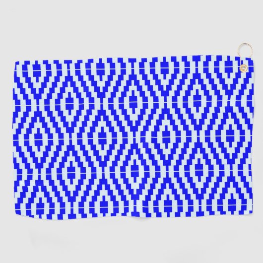 Geometric Kente Bright Blue, White, Golfhanddoek (Horizontaal)