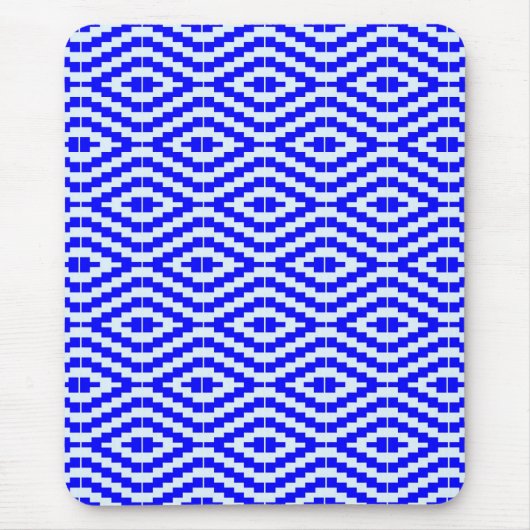 Geometric Kente Bright Blue, White, Muismat (Voorkant)