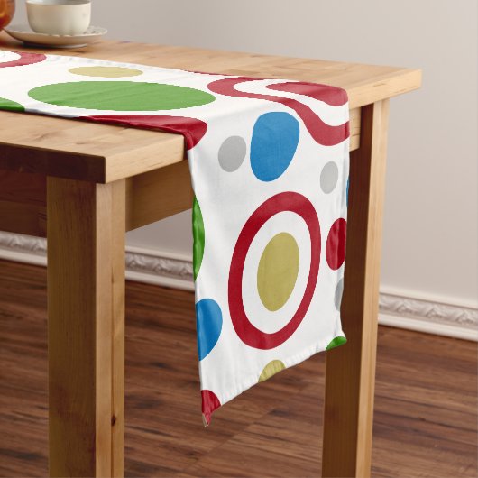 Geometric Kerstroodgroene zilver Gold Blue Lange Tafelloper (Voorbeeld)