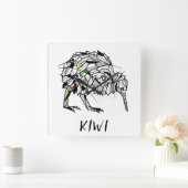 Geometric Koru kiwi Vierkante Klok (Huis)