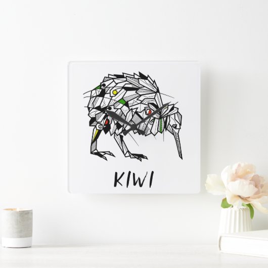 Geometric Koru kiwi Vierkante Klok (Huis)
