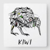 Geometric Koru kiwi Vierkante Klok (Voorkant)