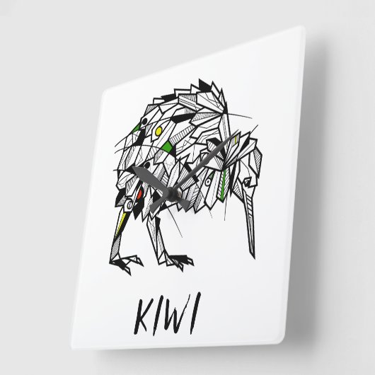 Geometric Koru kiwi Vierkante Klok (Hoek)