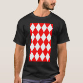Geometric Large Harlequin Pattern Red And White T-shirt (Voorkant)