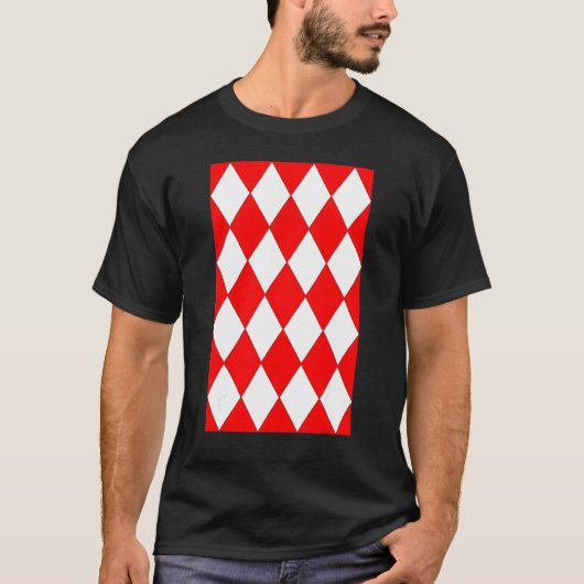 Geometric Large Harlequin Pattern Red And White T-shirt (Voorkant)