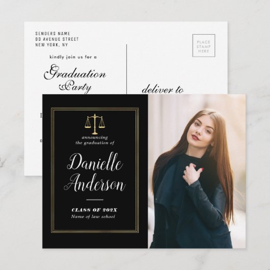 Geometric Law School afstuderen aankondiging Briefkaart (Voorkant / Achterkant)
