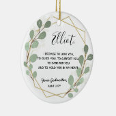 Geometric Leaf Greenery Godfather Boy Promise Keramisch Ornament (Rechts)