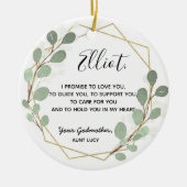 Geometric Leaf Greenery Godfather Boy Promise Keramisch Ornament (Voorkant)