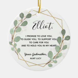 Geometric Leaf Greenery Godfather Boy Promise Keramisch Ornament