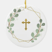 Geometric Leaf Greenery Will you be Godmoeder Keramisch Ornament (Achterkant)