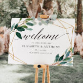 Geometric Leafy Welcome Weddenschap Poster