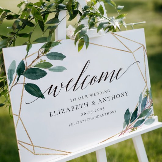 Geometric Leafy Welcome Weddenschap Poster