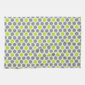 Geometric Lime Green Grey Hexagon Patroon Theedoek (Horizontaal)