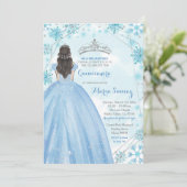 Geometric Line Blue Snowflakes Mexican Mis Quince Kaart (Staand voorkant)