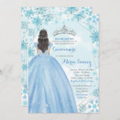 Geometric Line Blue Snowflakes Mexican Mis Quince Kaart (Voorkant / Achterkant)