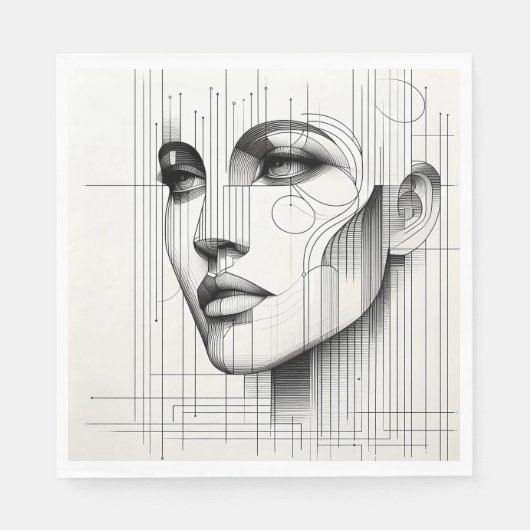 Geometric Line Portrait Servet (Voorkant)