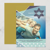 Geometric Lines Blue Star van David Photo Hanukkah Feestdagenkaart (Voorkant / Achterkant)