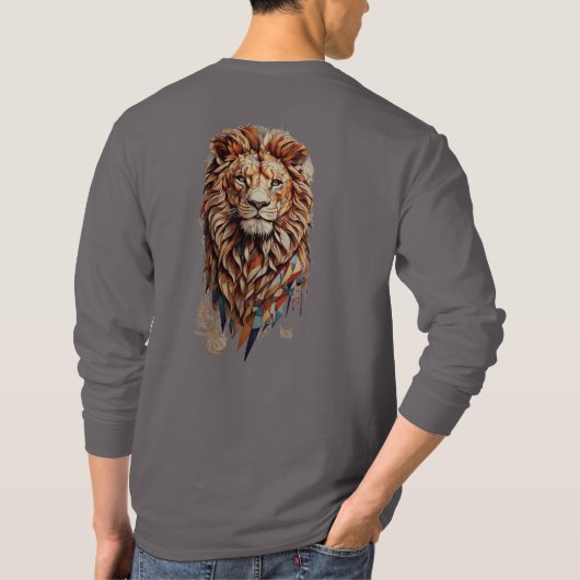 Geometric Lion: Cultural Mosaic T-Shirt Design (Achterkant)