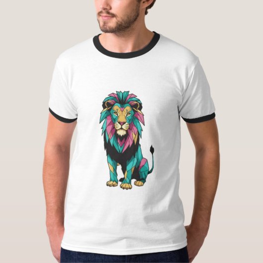 Geometric Lion Glas in lood T-shirt (Voorkant)