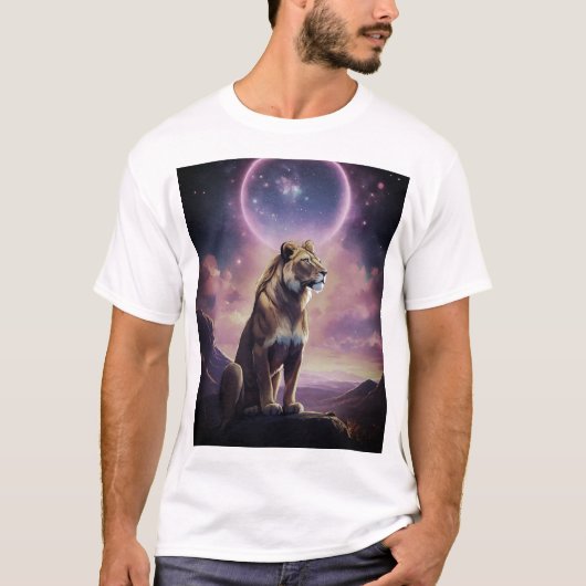 Geometric Lion Glas in lood T-shirt Design (Voorkant)