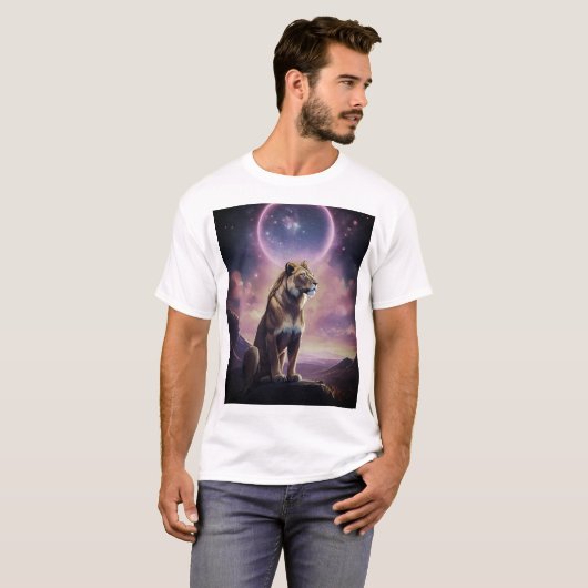 Geometric Lion Glas in lood T-shirt Design (Voorkant volledig)