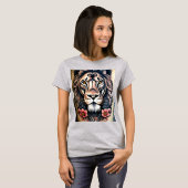 Geometric Lion Glas in lood T-Shirt Design (Voorkant volledig)