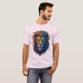 Geometric Lion Glitch Art T-shirt (Voorkant volledig)