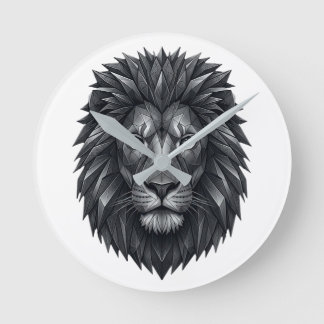 Geometric Lion King - Metallic Mandala Line Art Ronde Klok