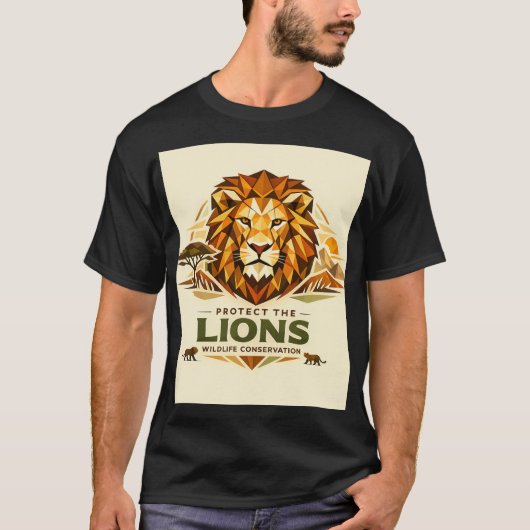 Geometric Lion: Protect the Wild T-shirt (Voorkant)