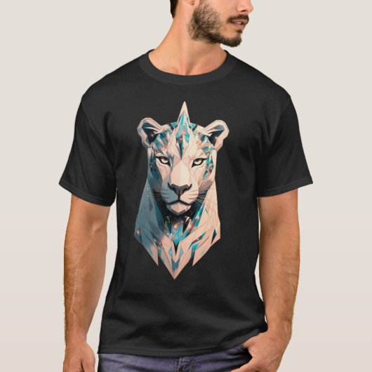 Geometric Lioness Crystal Abstract Animal Art T-shirt (Voorkant)