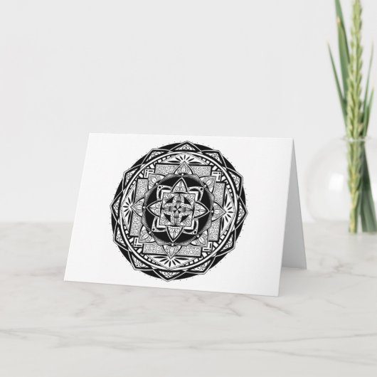 Geometric Lotus Mandala blanco wenskaart Kaart (Voorkant)