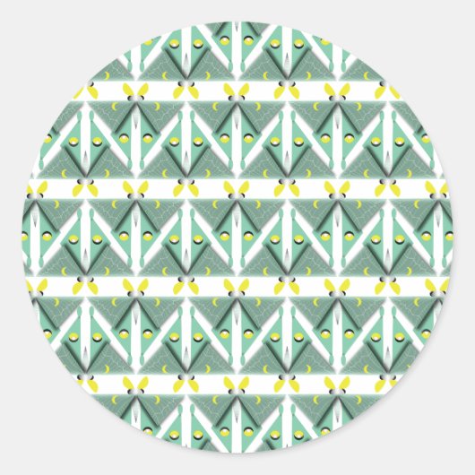 Geometric Luna Moth Ronde Sticker (Voorkant)