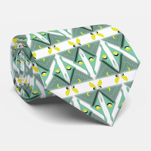 Geometric Luna Moth Stropdas (Opgerold)