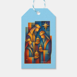 Geometric Magi - Drie Wijzen Kerstster Kunst Cadeaulabel