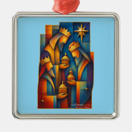 Geometric Magi - Drie Wijzen Kerstster Kunst Metalen Ornament