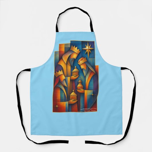 Geometric Magi - Drie Wijzen Kerstster Kunst Schort (Voorkant)