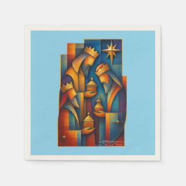 Geometric Magi - Drie Wijzen Kerstster Kunst Servet