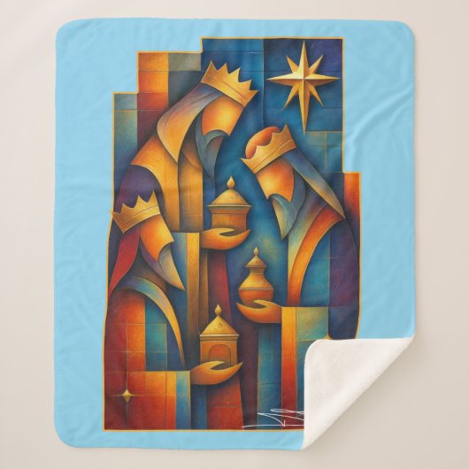 Geometric Magi - Drie Wijzen Kerstster Kunst Sherpa Deken (Voorkant)