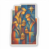 Geometric Magi - Drie Wijzen Kerstster Kunst Sticker (Voorkant)