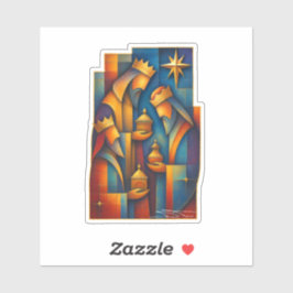Geometric Magi - Drie Wijzen Kerstster Kunst Sticker