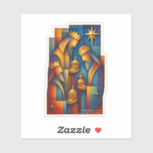 Geometric Magi - Drie Wijzen Kerstster Kunst Sticker (Vel)