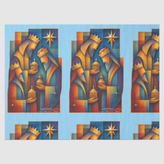 Geometric Magi - Drie Wijzen Kerstster Kunst Tissuepapier (Voorkant)
