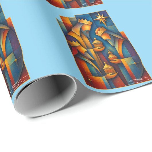 Geometric Magi - Three Wise Men Christmas Star Art Cadeaupapier (Rol Hoek)