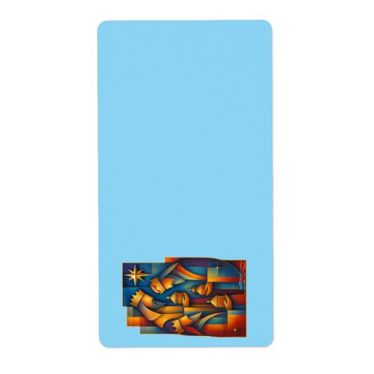 Geometric Magi - Three Wise Men Christmas Star Art Etiket (Voorkant)