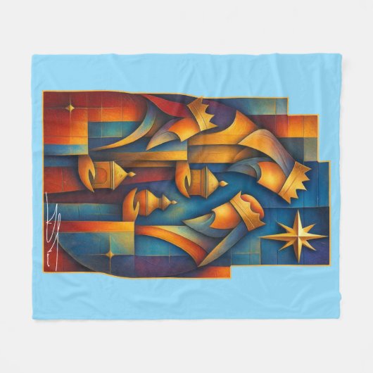 Geometric Magi - Three Wise Men Christmas Star Art Fleece Deken (Voorkant (Horizontaal))