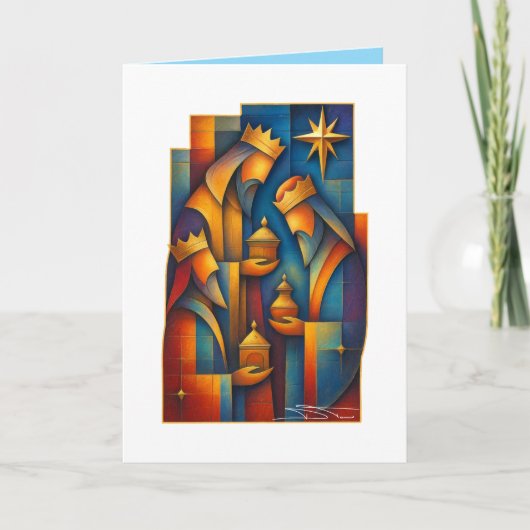 Geometric Magi - Three Wise Men Christmas Star Art Kaart (Voorkant)